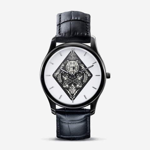 Improve Diamond Tiger Black Quartz Watch (Unisex)